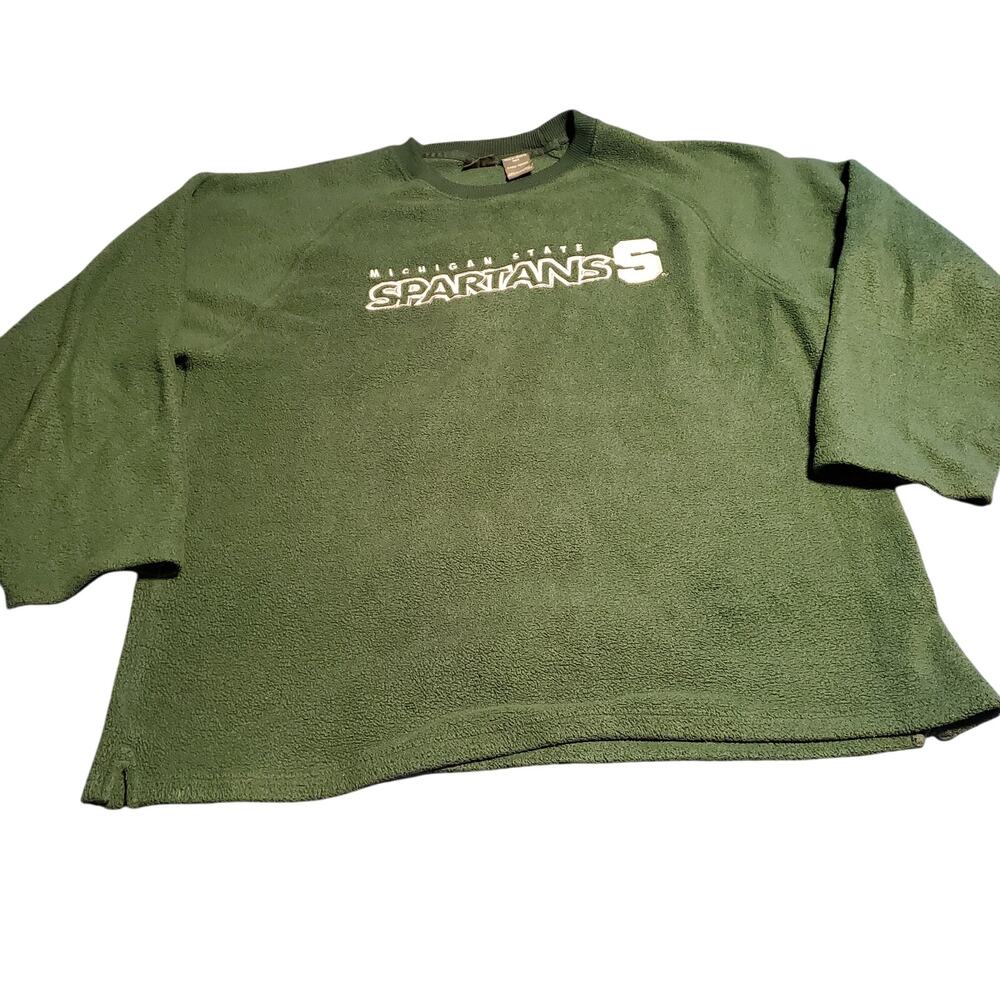 Pro Edge Size XL Michigan State MSU Spartans Green Fleece Pullover FLAWS